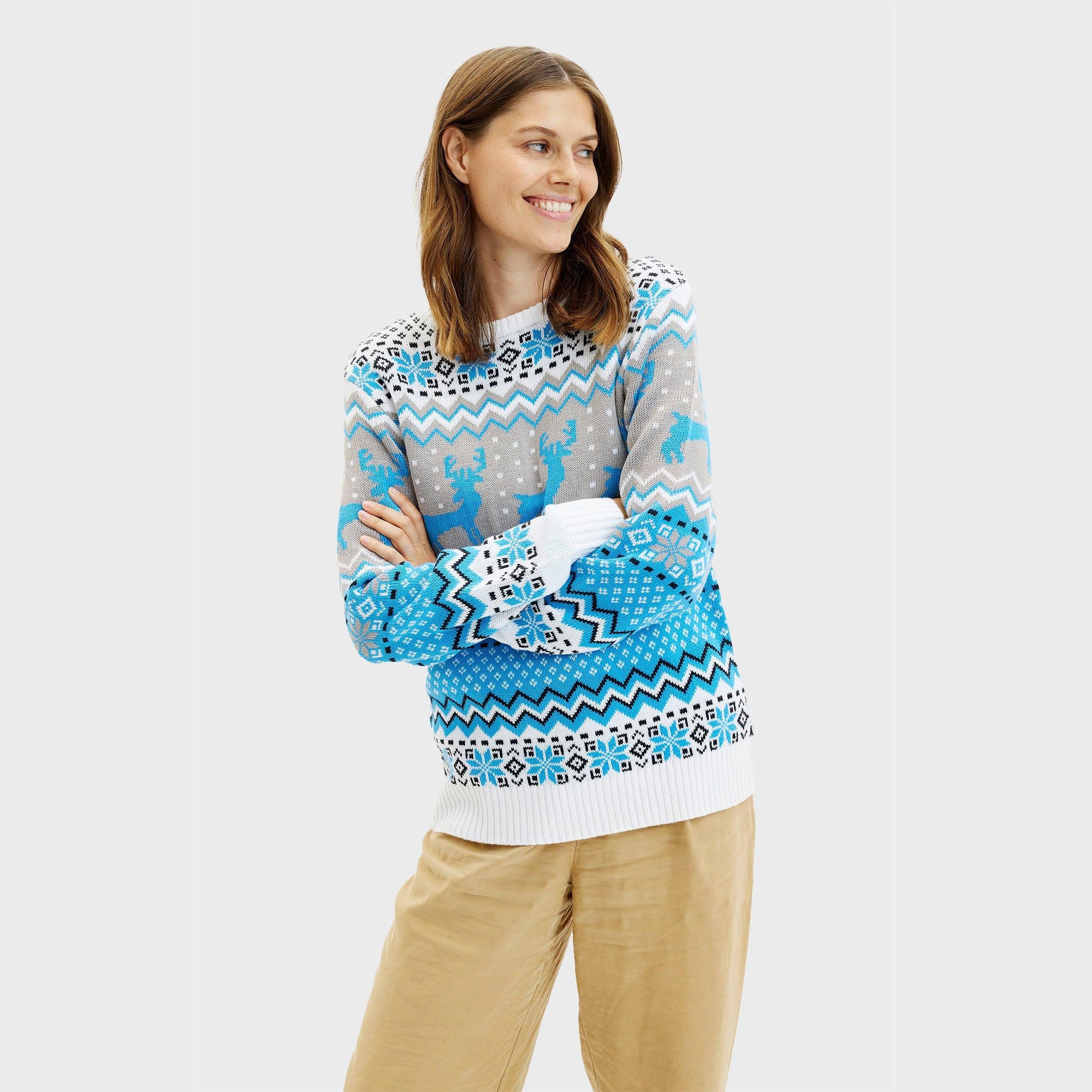 Traditional Blue Christmas Sweater β Women